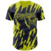 Custom Navy Neon Yellow Splatter Torn Sharp Brush Stroke Authentic Baseball Jersey