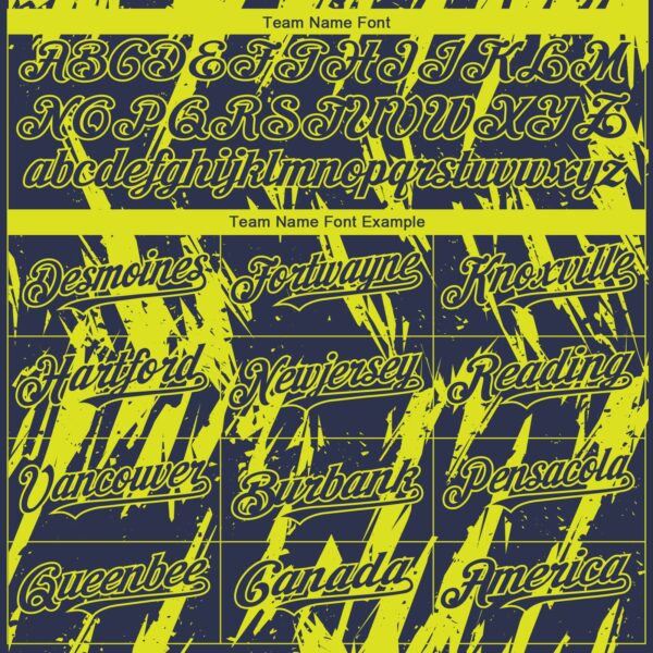 Custom Navy Neon Yellow Splatter Torn Sharp Brush Stroke Authentic Baseball Jersey