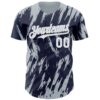 Custom Navy White-Silver Splatter Torn Sharp Brush Stroke Authentic Baseball Jersey