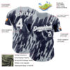 Custom Navy White-Silver Splatter Torn Sharp Brush Stroke Authentic Baseball Jersey