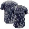 Custom Navy Gray Splatter Torn Sharp Brush Stroke Authentic Baseball Jersey