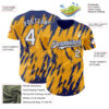 Custom Gold White-Royal Splatter Torn Sharp Brush Stroke Authentic Baseball Jersey