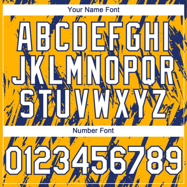 Custom Gold White-Royal Splatter Torn Sharp Brush Stroke Authentic Baseball Jersey