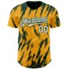 Custom Gold White-Green Splatter Torn Sharp Brush Stroke Authentic Baseball Jersey