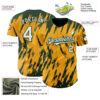 Custom Gold White-Green Splatter Torn Sharp Brush Stroke Authentic Baseball Jersey