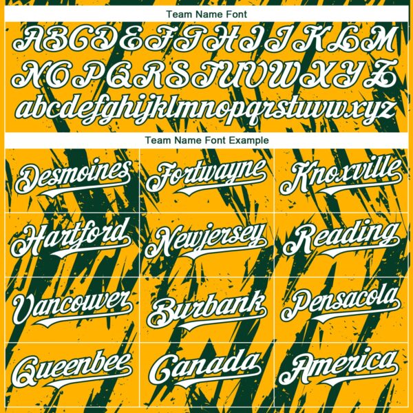 Custom Gold White-Green Splatter Torn Sharp Brush Stroke Authentic Baseball Jersey