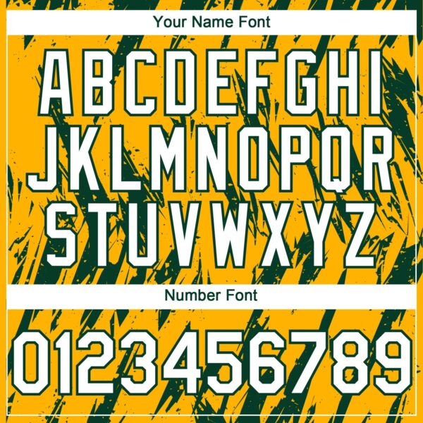 Custom Gold White-Green Splatter Torn Sharp Brush Stroke Authentic Baseball Jersey