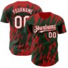 Custom Green White-Red Splatter Torn Sharp Brush Stroke Authentic Baseball Jersey