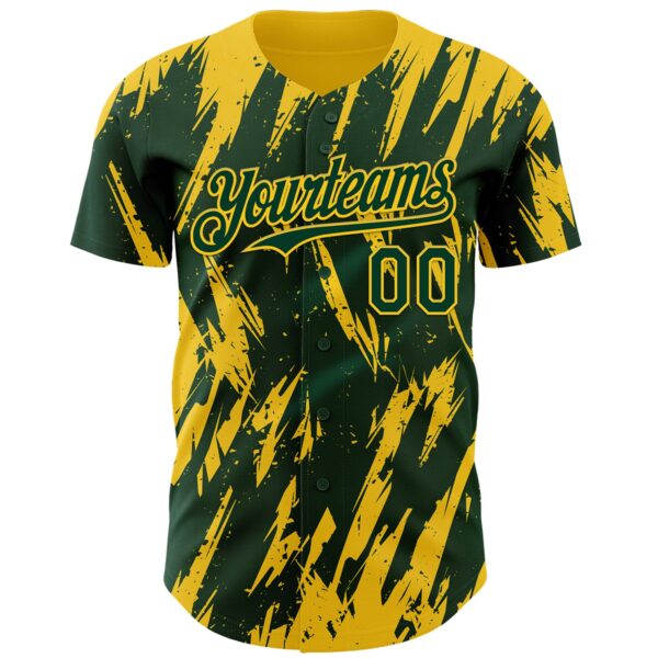 Custom Green Yellow Splatter Torn Sharp Brush Stroke Authentic Baseball Jersey