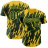 Custom Green Yellow Splatter Torn Sharp Brush Stroke Authentic Baseball Jersey