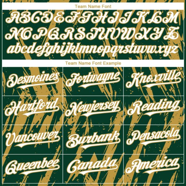 Custom Green White-Old Gold Splatter Torn Sharp Brush Stroke Authentic Baseball Jersey