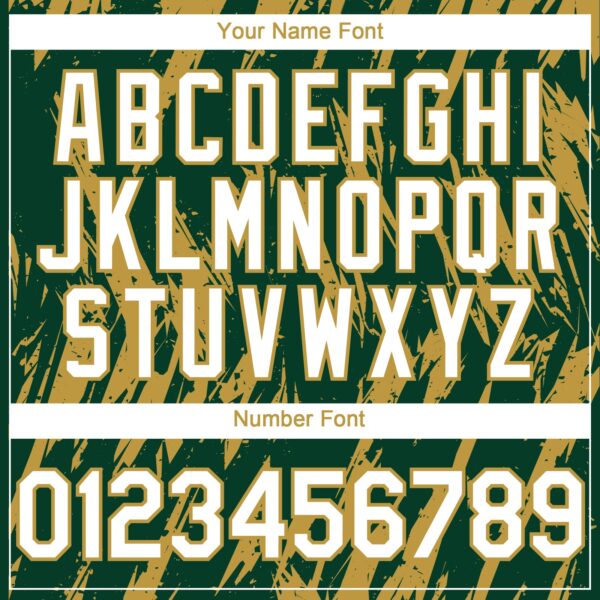 Custom Green White-Old Gold Splatter Torn Sharp Brush Stroke Authentic Baseball Jersey