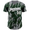 Custom Green White-Gray Splatter Torn Sharp Brush Stroke Authentic Baseball Jersey