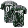 Custom Green White-Gray Splatter Torn Sharp Brush Stroke Authentic Baseball Jersey