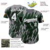Custom Green White-Gray Splatter Torn Sharp Brush Stroke Authentic Baseball Jersey