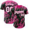 Custom Green White-Pink Splatter Torn Sharp Brush Stroke Authentic Baseball Jersey
