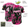 Custom Green White-Pink Splatter Torn Sharp Brush Stroke Authentic Baseball Jersey