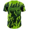 Custom Green Neon Green Splatter Torn Sharp Brush Stroke Authentic Baseball Jersey