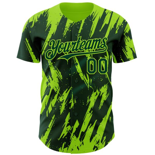 Custom Green Neon Green Splatter Torn Sharp Brush Stroke Authentic Baseball Jersey