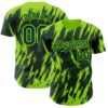 Custom Green Neon Green Splatter Torn Sharp Brush Stroke Authentic Baseball Jersey