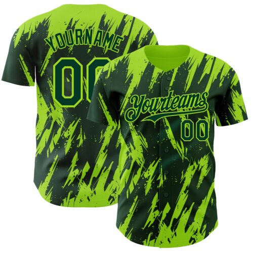 Custom Green Neon Green Splatter Torn Sharp Brush Stroke Authentic Baseball Jersey