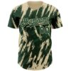 Custom Green Cream Splatter Torn Sharp Brush Stroke Authentic Baseball Jersey