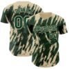 Custom Green Cream Splatter Torn Sharp Brush Stroke Authentic Baseball Jersey