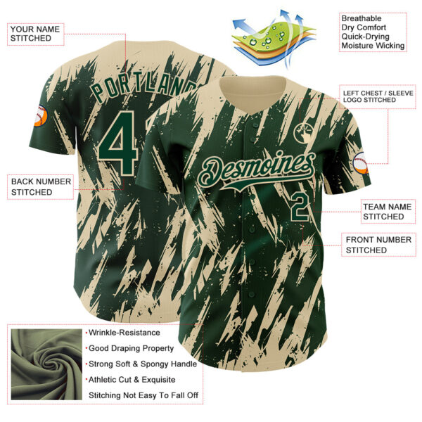 Custom Green Cream Splatter Torn Sharp Brush Stroke Authentic Baseball Jersey