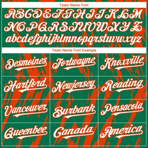 Custom Kelly Green White-Orange Splatter Torn Sharp Brush Stroke Authentic Baseball Jersey