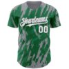 Custom Kelly Green White-Gray Splatter Torn Sharp Brush Stroke Authentic Baseball Jersey