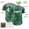 Custom Kelly Green White-Gray Splatter Torn Sharp Brush Stroke Authentic Baseball Jersey