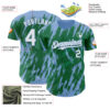 Custom Kelly Green White-Light Blue Splatter Torn Sharp Brush Stroke Authentic Baseball Jersey