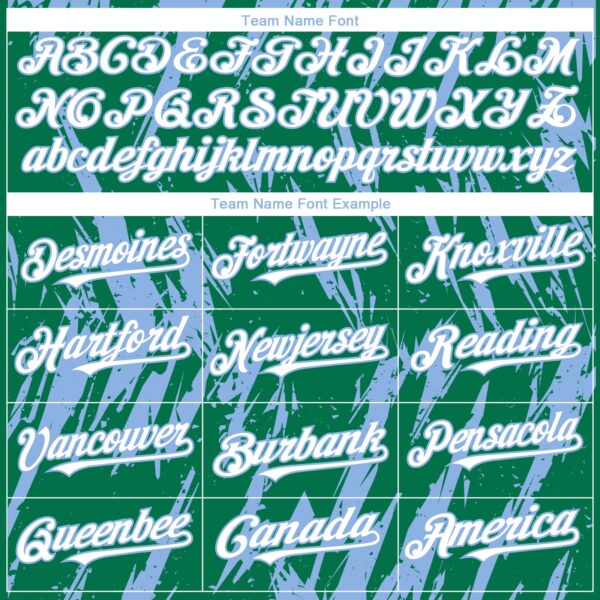 Custom Kelly Green White-Light Blue Splatter Torn Sharp Brush Stroke Authentic Baseball Jersey