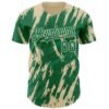 Custom Kelly Green Cream Splatter Torn Sharp Brush Stroke Authentic Baseball Jersey