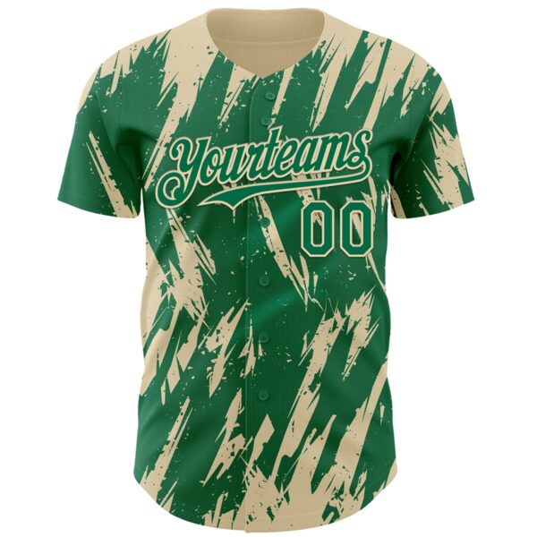 Custom Kelly Green Cream Splatter Torn Sharp Brush Stroke Authentic Baseball Jersey