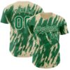 Custom Kelly Green Cream Splatter Torn Sharp Brush Stroke Authentic Baseball Jersey