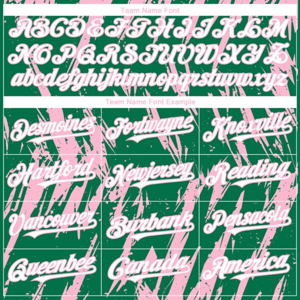 Custom Kelly Green White-Light Pink Splatter Torn Sharp Brush Stroke Authentic Baseball Jersey