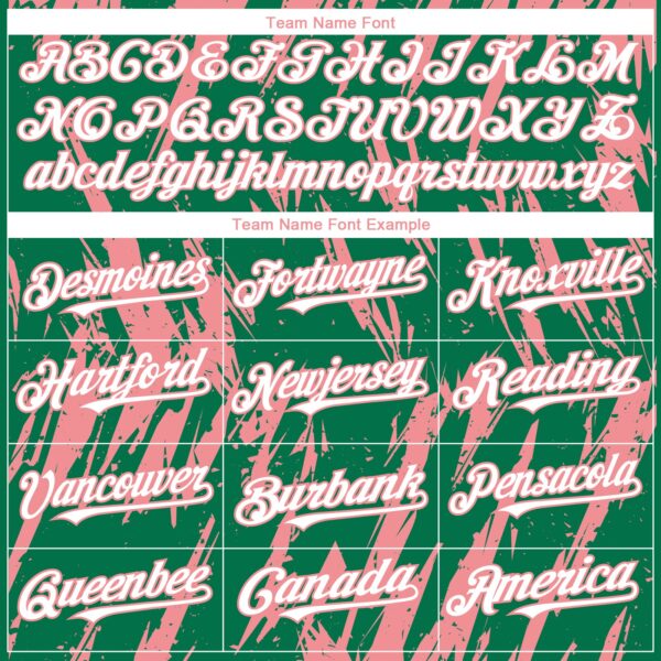 Custom Kelly Green White-Medium Pink Splatter Torn Sharp Brush Stroke Authentic Baseball Jersey