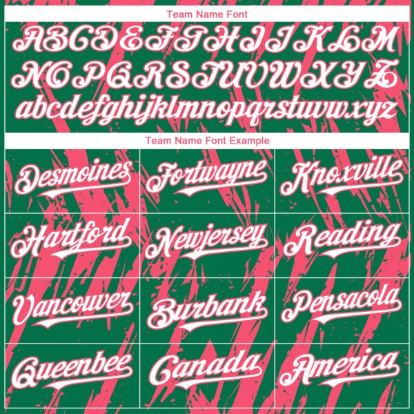 Custom Kelly Green White-Neon Pink Splatter Torn Sharp Brush Stroke Authentic Baseball Jersey