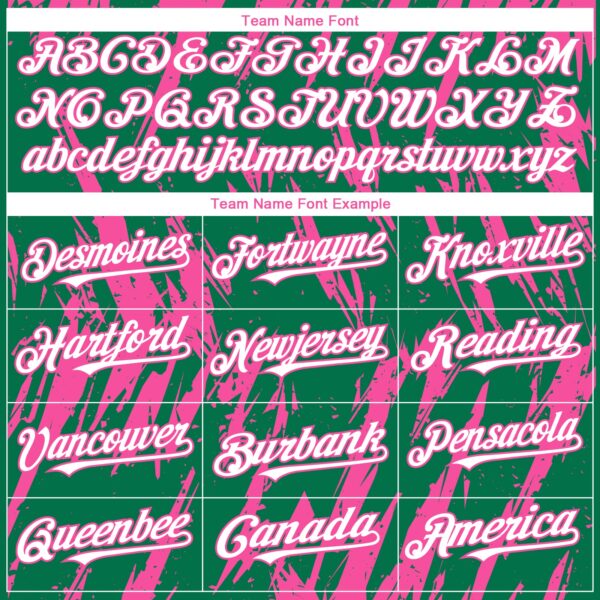 Custom Kelly Green White-Pink Splatter Torn Sharp Brush Stroke Authentic Baseball Jersey