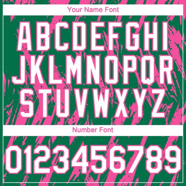 Custom Kelly Green White-Pink Splatter Torn Sharp Brush Stroke Authentic Baseball Jersey