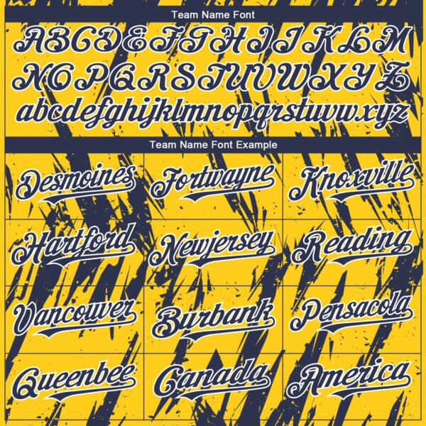 Custom Yellow Navy-White Splatter Torn Sharp Brush Stroke Authentic Baseball Jersey