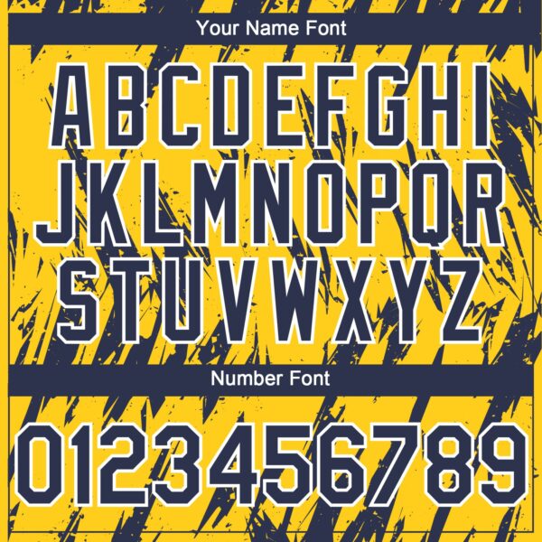 Custom Yellow Navy-White Splatter Torn Sharp Brush Stroke Authentic Baseball Jersey