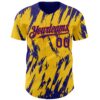Custom Yellow Dark Purple-Orange Splatter Torn Sharp Brush Stroke Authentic Baseball Jersey