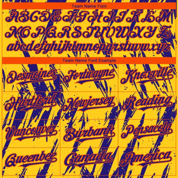 Custom Yellow Dark Purple-Orange Splatter Torn Sharp Brush Stroke Authentic Baseball Jersey