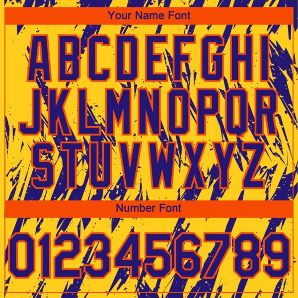 Custom Yellow Dark Purple-Orange Splatter Torn Sharp Brush Stroke Authentic Baseball Jersey