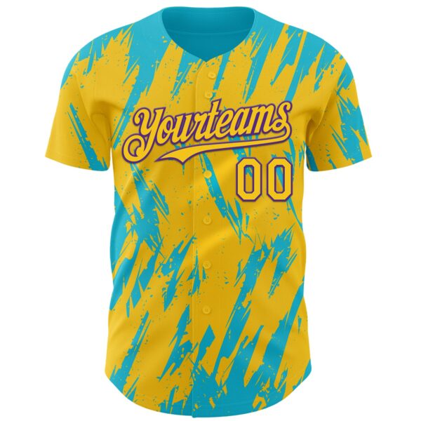 Custom Yellow Purple-Lakes Blue Splatter Torn Sharp Brush Stroke Authentic Baseball Jersey