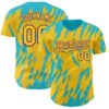 Custom Yellow Purple-Lakes Blue Splatter Torn Sharp Brush Stroke Authentic Baseball Jersey
