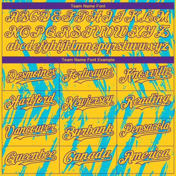 Custom Yellow Purple-Lakes Blue Splatter Torn Sharp Brush Stroke Authentic Baseball Jersey