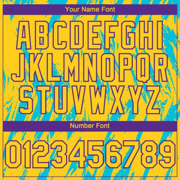 Custom Yellow Purple-Lakes Blue Splatter Torn Sharp Brush Stroke Authentic Baseball Jersey